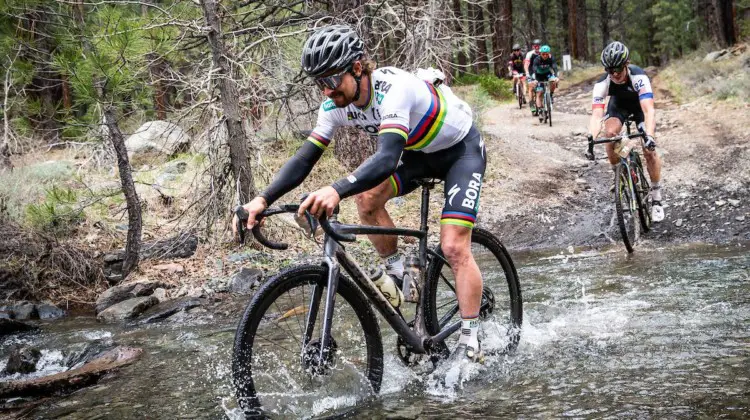 Creek crossings were part of the Sagan Fondo course. 2018 Sagan Dirt Fondo. © Jonathan Devich / epicimages.us