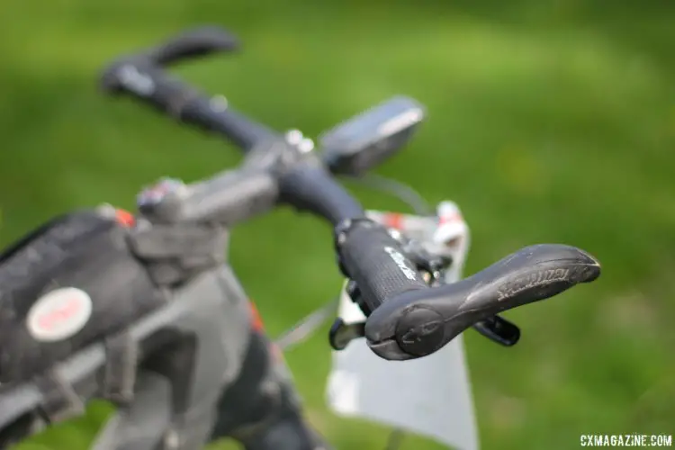 Chose chose bar ends for an extra hand position. He said aero bars are not for him. Rob Chose's Almanzo 100 Specialized Epic. © Cyclocross Magazine