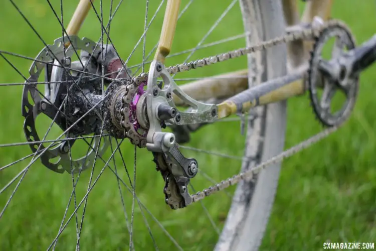 The Minnesotan used a Paul Components chain tensioner to convert the geared bike to a single speed. Angus Morison's Almanzo 100 Waltworks Custom Steel 29er Hardtail. © Cyclocross Magazine