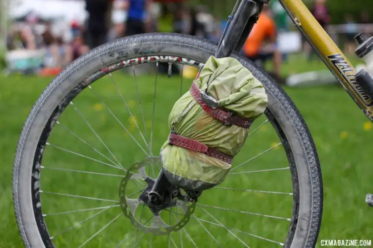 Morison had Waltworks build a rigid fork for gravel use. He also used it to strap on a rain coast he did not need on the dusty afternoon. Angus Morison's Almanzo 100 Waltworks Custom Steel 29er Hardtail. © Cyclocross Magazine