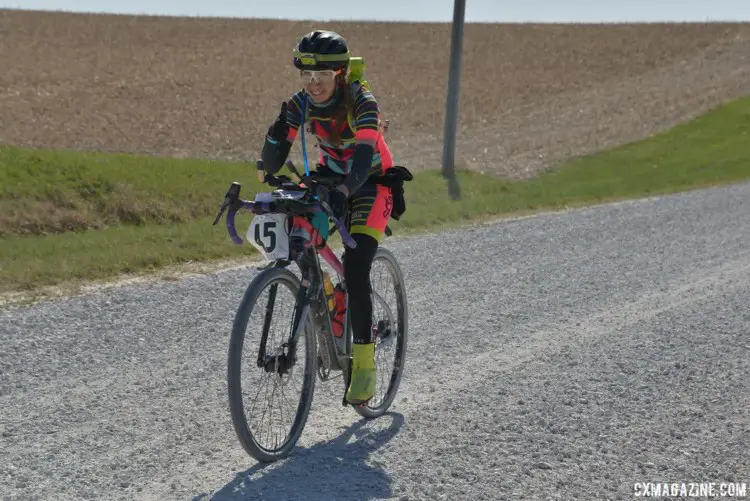 Bright kits help during the day, but lights are still required for riding at night. 2018 Trans Iowa Gravel Race. © Jon Duke / Cyclocross Magazine