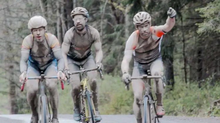 Kevan Edwards, Matt Smitley and Jake Castor in the chase group. 2018 Finger Lakes Gravel Grinder. photo: Tony Sylor