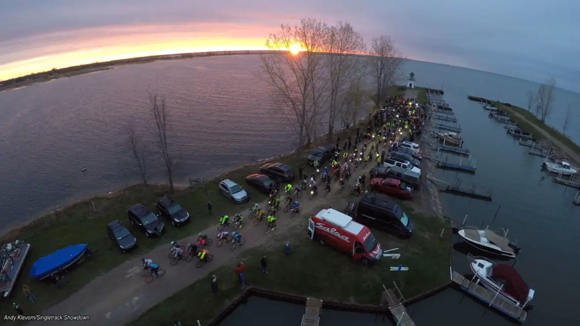 The Coast to Coast race started with a Lake Huron sunrise. photo: Andy Klevorn/Singletrack Showdown