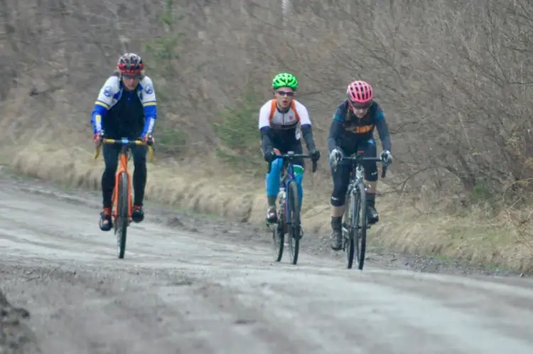 Ruth Sherman, Rachel Andrews and Emily Flynn battled for three weeks of the series with Rachel winning the first two and the Mudslinger Series and Emily picking up the third and the NYS Gravel Racing Championship for 2018. 2018 Finger Lakes Gravel Grinder. photo: Tony Sylor