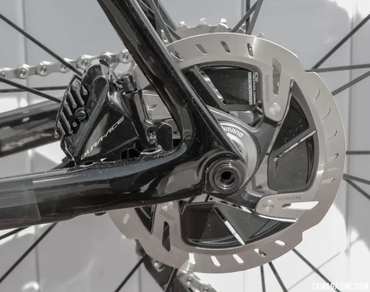 Dura-Ace R9170 hydraulic calipers bit onto IceTech Freeza RT900-SS rotors. Almanzo 100 Allied Alfa Allroad. © Cyclocross Magazine