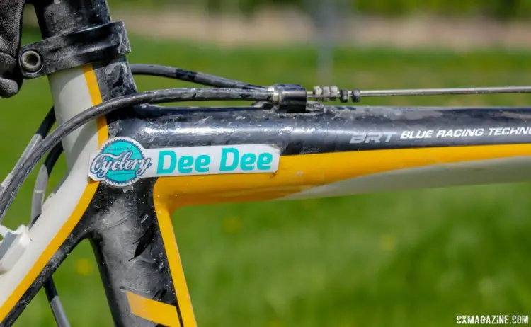 Winfield's Norcross got a little bit of personalization. Dee Dee Winfield's 2018 Almanzo-100-Winning Blue Norcross SL. © Cyclocross Magazine