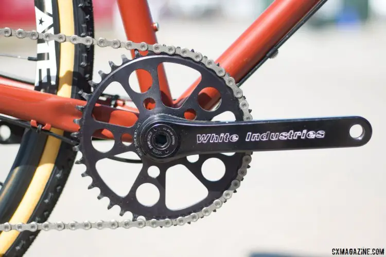 The company showed off the depth of its build options by pairing this White Industries G30 gravel crankset with a SRAM Force 1 rear derailleur. Chumba Cycles USA Terlingua. 2018 Sea Otter Classic cyclocross and gravel new products. © Cyclocross Magazine