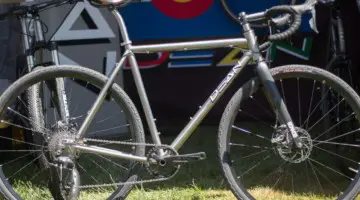 Dean Bikes was showing off this custom gravel bike available for sale. The bike features sliding Paragon Machine Works dropouts and a titanium seat post. 2018 Sea Otter Classic cyclocross and gravel new products. © Cyclocross Magazine