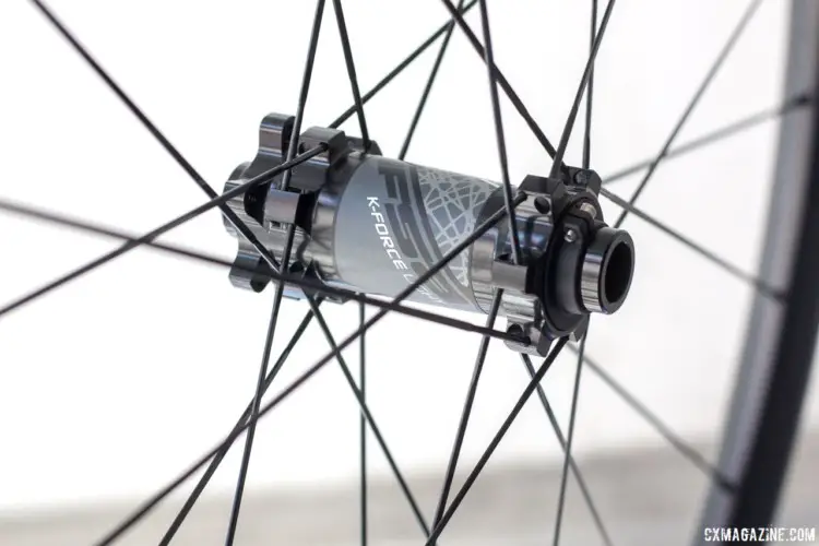 FSA has new K-Force Light AGX tubeless disc wheels that feature a 21.5mm internal wide rim and weigh 1465g. Boost spacing is available for mountain bikes. 2018 Sea Otter Classic cyclocross and gravel new products. © Cyclocross Magazine