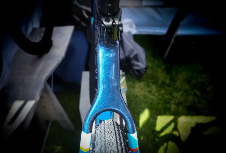 The alloy GX3 gravel bike has clearance for tires as wide as 40mm. Noble Bikes Cyclocross and Gravel Bikes. 2018 Sea Otter Classic. © Cyclocross Magazine