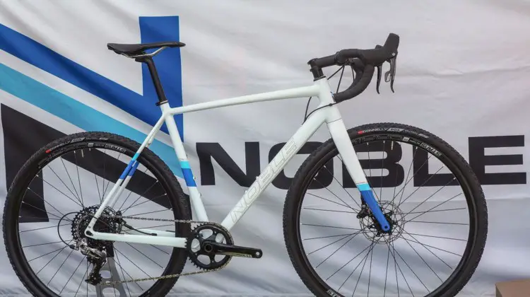 Noble's cyclocross bike is the alloy CX3 that comes with 160mm flat mount rotors and Stan's Grail tubeless wheels. Noble Bikes Cyclocross and Gravel Bikes. 2018 Sea Otter Classic. © Cyclocross Magazine
