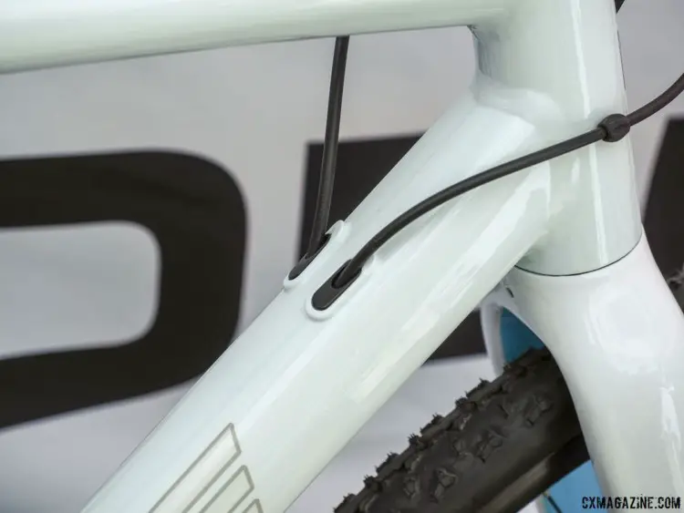 Noble's internal routing includes plastic cable guides that can be 3D printed. Noble Bikes Cyclocross and Gravel Bikes. 2018 Sea Otter Classic. © Cyclocross Magazine