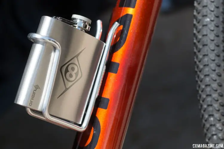 Origin8 is trying to move into higher price point and performance areas although its 6 oz stainless steel flask and holder might not help your performance. 2018 Sea Otter Classic cyclocross and gravel new products. © Cyclocross Magazine