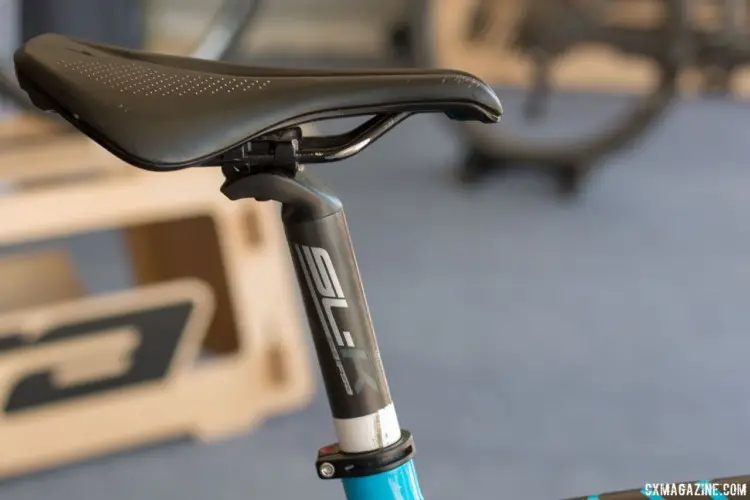Haidet uses a Specialized Power saddle with carbon rails. Lance Haidet's FSA WE-equpped Pivot Vault, fresh off his Super G gravel race win. 2018 Sea Otter Classic. © Cyclocross Magazine