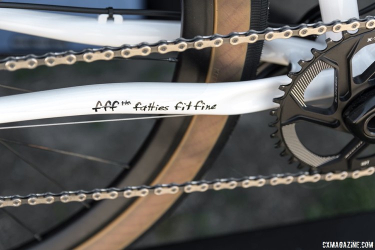 Surly likes to leave room for wide tires. The Midnight Special was on display with Road Plus 650b x 47mm Terravail Rampart tires. Surly Midnight Special Road Plus Bike. 2018 Sea Otter Classic. © C. Lee / Cyclocross Magazine