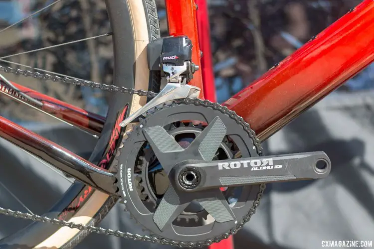 The Rotor Aldhu crank is CNC machined from a block of aluminum. © Cyclocross Magazine