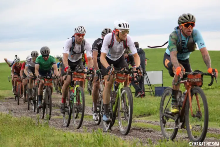 Ted King focuses in the lead group early in the race. 2018 Dirty Kanza 200. © Z. Schuster / Cyclocross Magazine