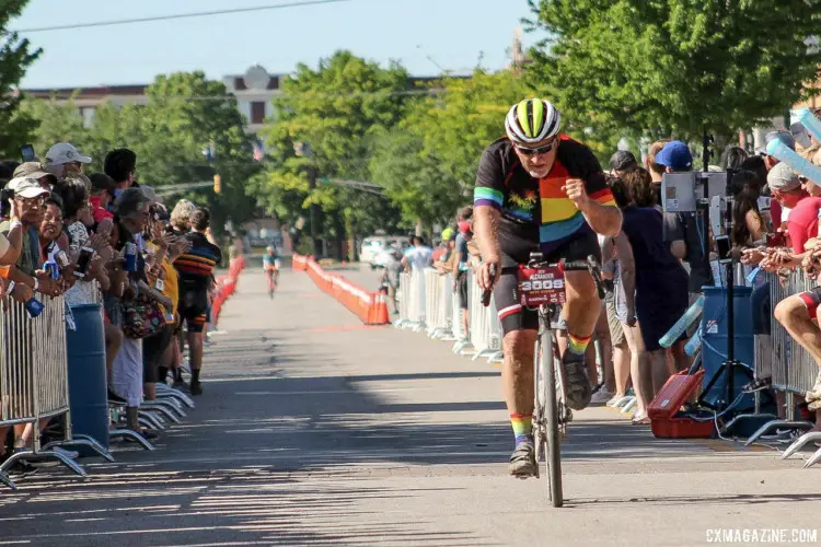 Everyone gets the chance to celebrate at the Dirty Kanza finish. 2018 Dirty Kanza 200. © Z. Schuster / Cyclocross Magazine