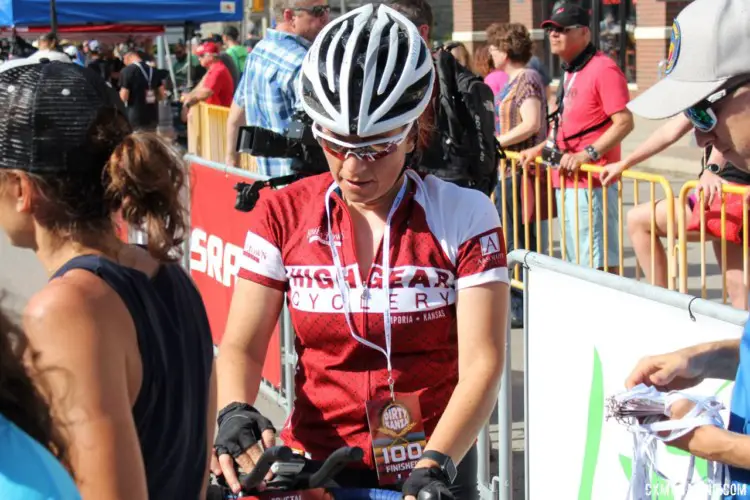 Each finisher received a finisher card that entitled them to a participation trophy from Free State Brewing. 2018 Dirty Kanza 200. © Z. Schuster / Cyclocross Magazine