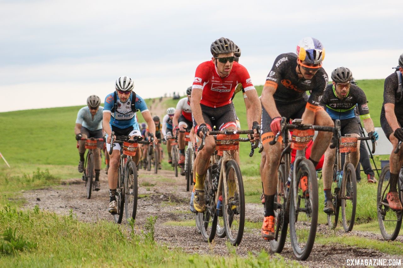 Driscoll was in the mix early in the DK200. He went on to finish 10th. 2018 Dirty Kanza 200. © Z. Schuster / Cyclocross Magazine