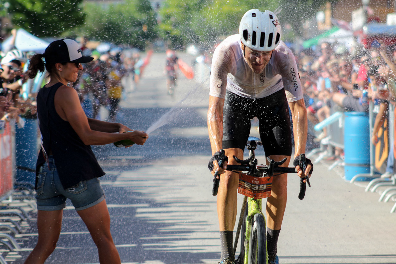 Ted King hopes to be celebrating on Saturday in Stillwater. 2018 Dirty Kanza 200. © Cyclocross Magazine