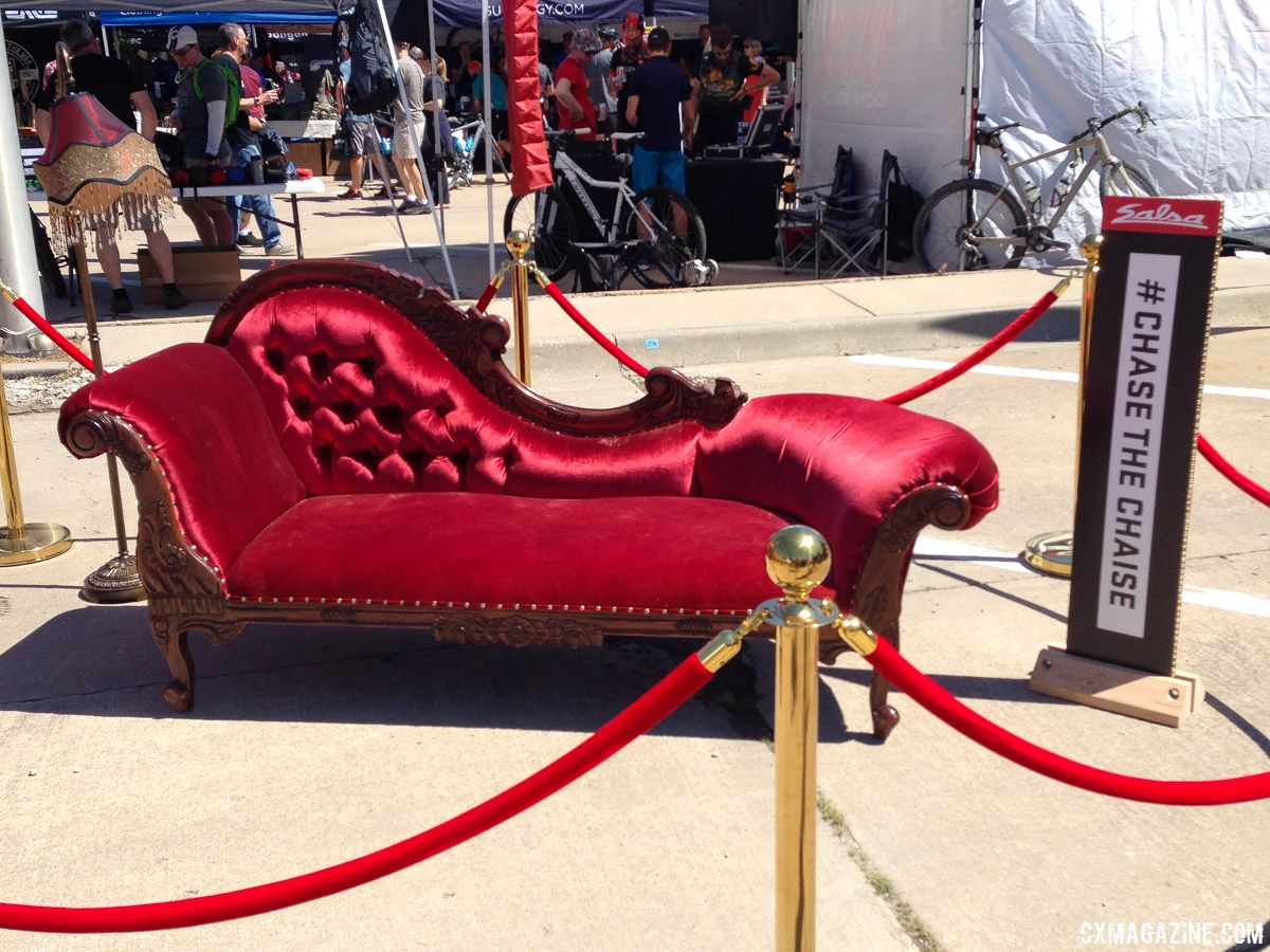 The Chaise lounge had a VIP spot at the 2018 DK expo. 2018 Dirty Kanza 200. © Z. Schuster / Cyclocross Magazine