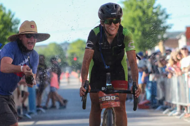 Getting to cross the line as the Queen of Dirty Kanza is something more and more current and former pros are aspiring to do. © Cyclocross Magazine