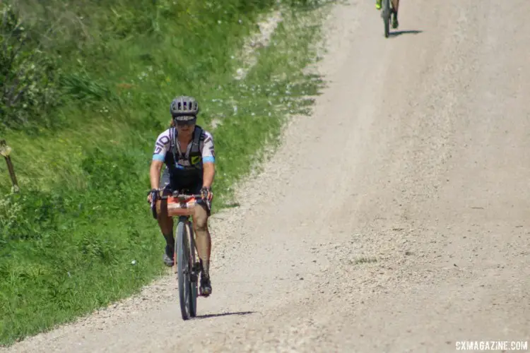 Riding got lonely at times after groups started to break up. 2018 Women's Dirty Kanza 200. © Z. Schuster / Cyclocross Magazine