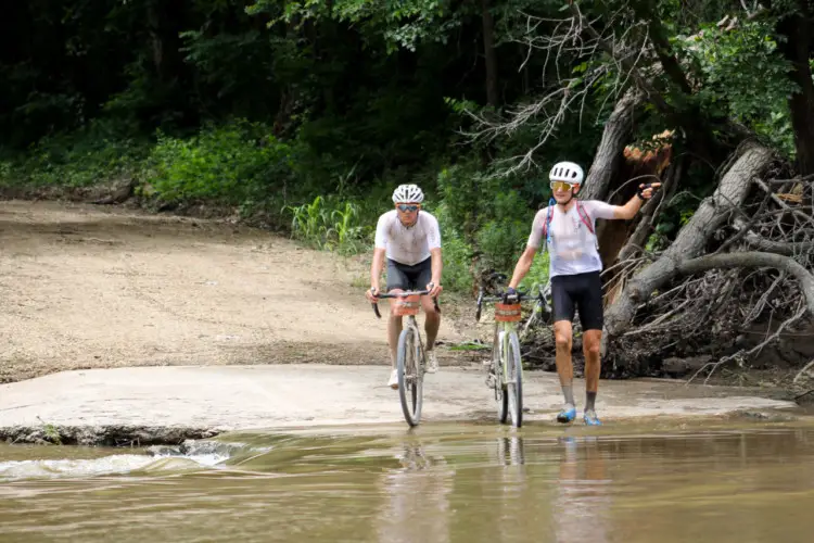 Ted King asks for directions at the Rocky Ford. 2018 Men's Dirty Kanza 200. © Z. Schuster / Cyclocross Magazine