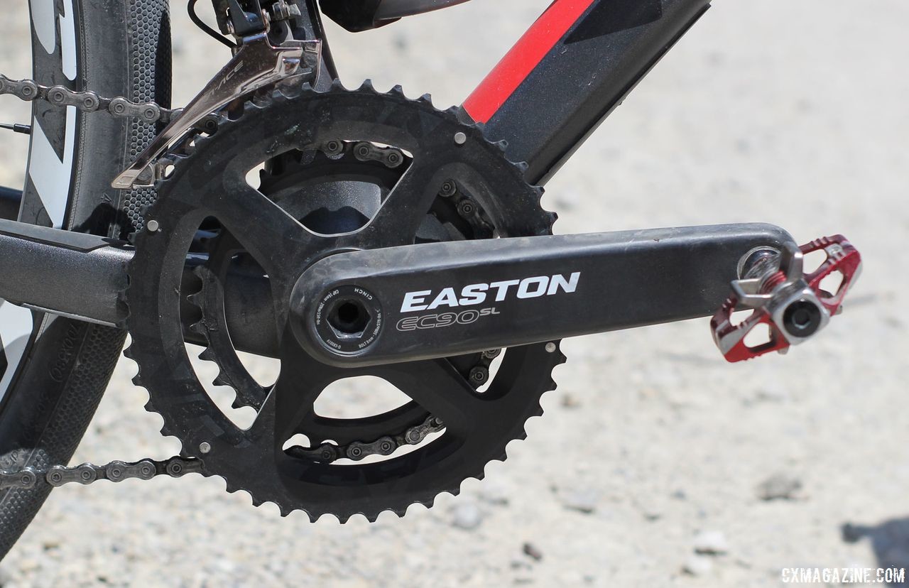 Richey ran Easton's new 47/32t Gravel Shift Rings with his EC90SL crankset. Craig Richey's 2018 Dirty Kanza 200 Devinci Hatchet. © Z. Schuster / Cyclocross Magazine