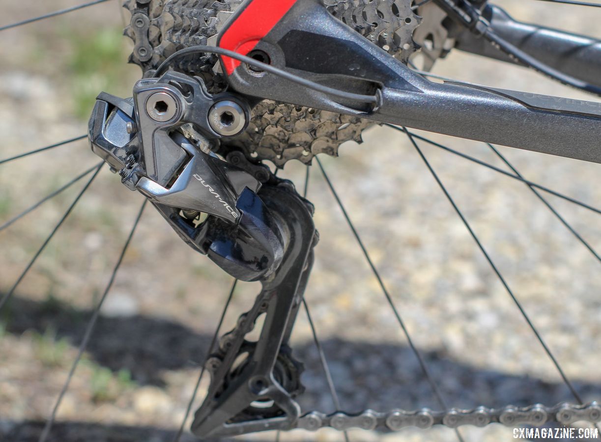 Richey ran a Dura-Ace Di2 rear derailleur. Craig Richey's 2018 Dirty Kanza 200 Devinci Hatchet. © Z. Schuster / Cyclocross Magazine
