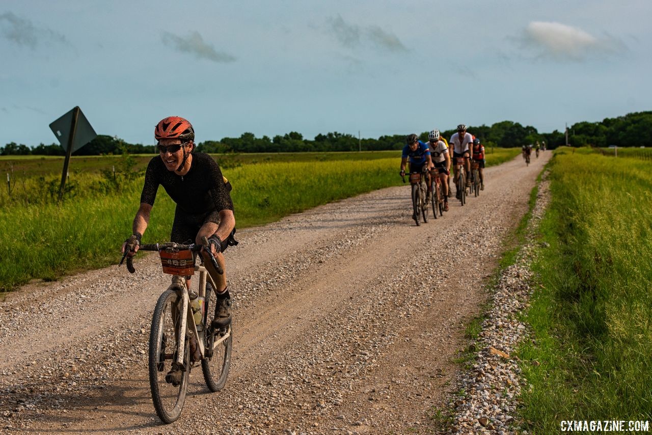 Riders benefit from riding with a group, but often found themselves solo. 2018 Dirty Kanza 200. © Ian Matteson/ ENVE Composites