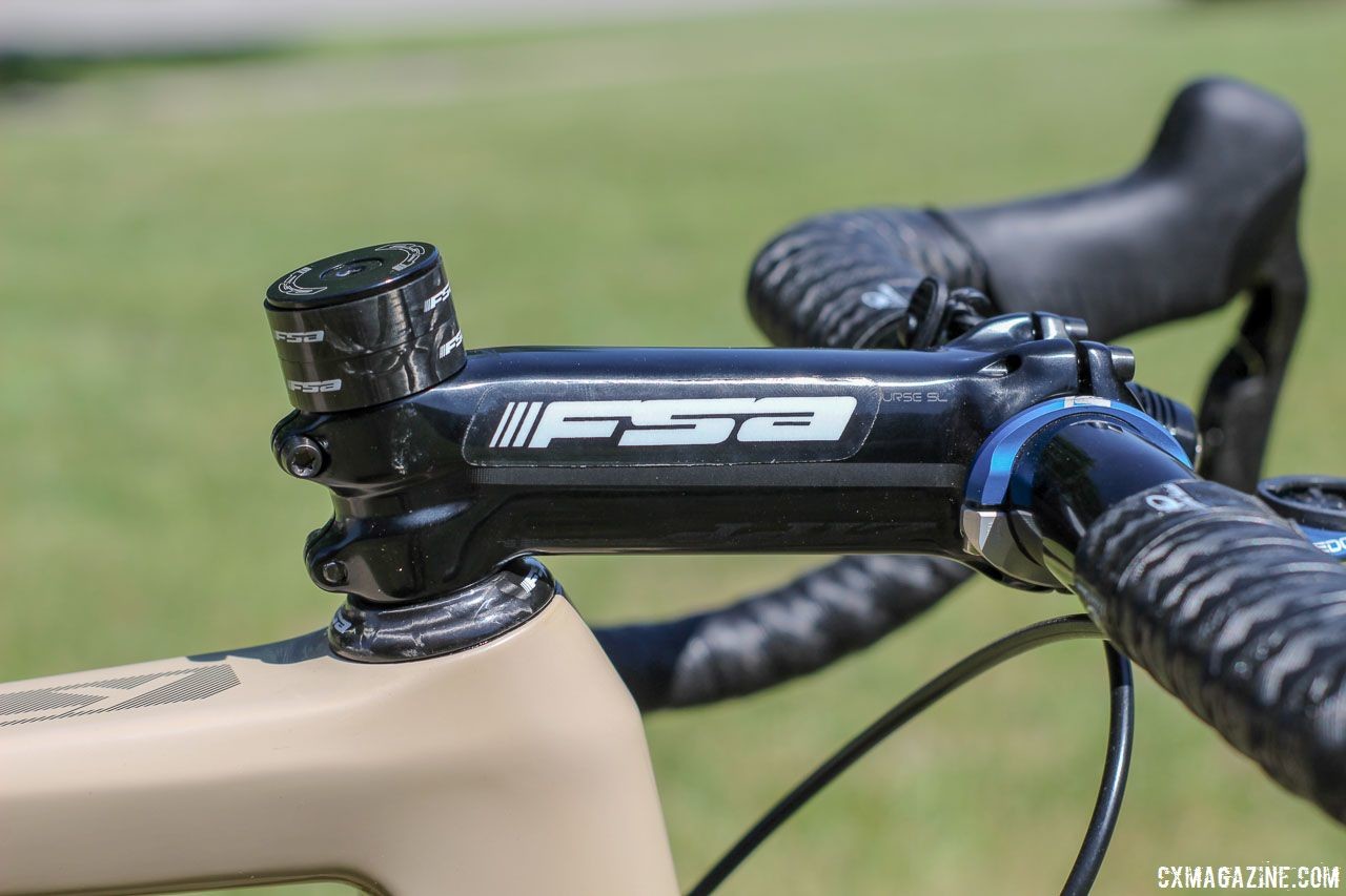 Driscoll's Zipp Service Course SL stem was rebranded with an FSA sticker. Jamey Driscoll's 2018 Dirty Kanza 200 Donnelly G//C Gravel Bike. © Z. Schuster / Cyclocross Magazine