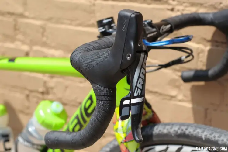 Keough ran SRAM Force 1 shift/brake levers as she does for cyclocross. Kaitie Keough's 2018 Dirty Kanza 200 Cannondale SuperX. © Z. Schuster / Cyclocross Magazine