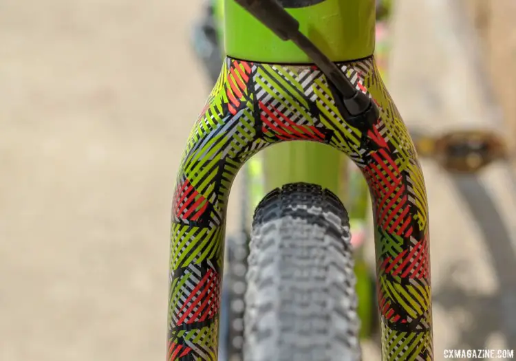 The SuperX fork has internal cable routing. Kaitie Keough's 2018 Dirty Kanza 200 Cannondale SuperX. © Z. Schuster / Cyclocross Magazine