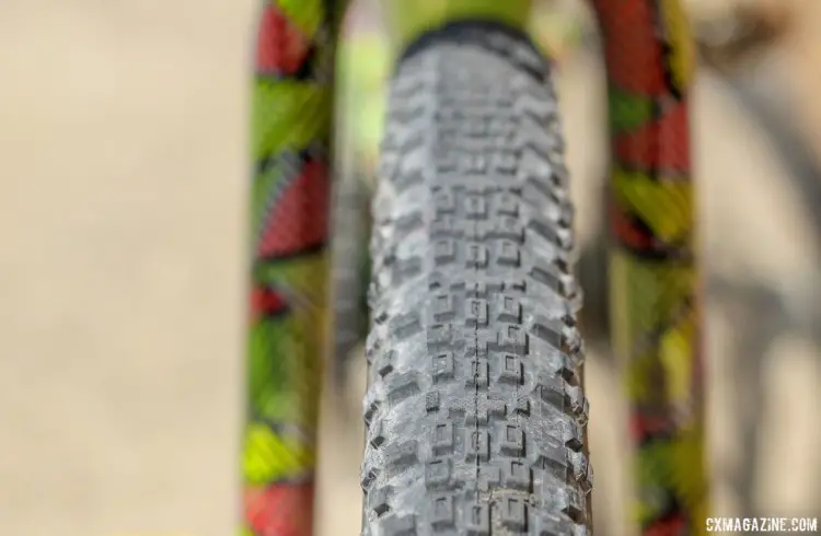 Keough swapped her cyclocross tubulars for 38mm Maxxis Rambler tubeless gravel tires. Kaitie Keough's 2018 Dirty Kanza 200 Cannondale SuperX. © Z. Schuster / Cyclocross Magazine