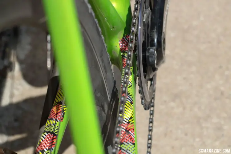 A look at Keough's chainstays shows the clearance for her 38mm tires. Kaitie Keough's 2018 Dirty Kanza 200 Cannondale SuperX. © Z. Schuster / Cyclocross Magazine