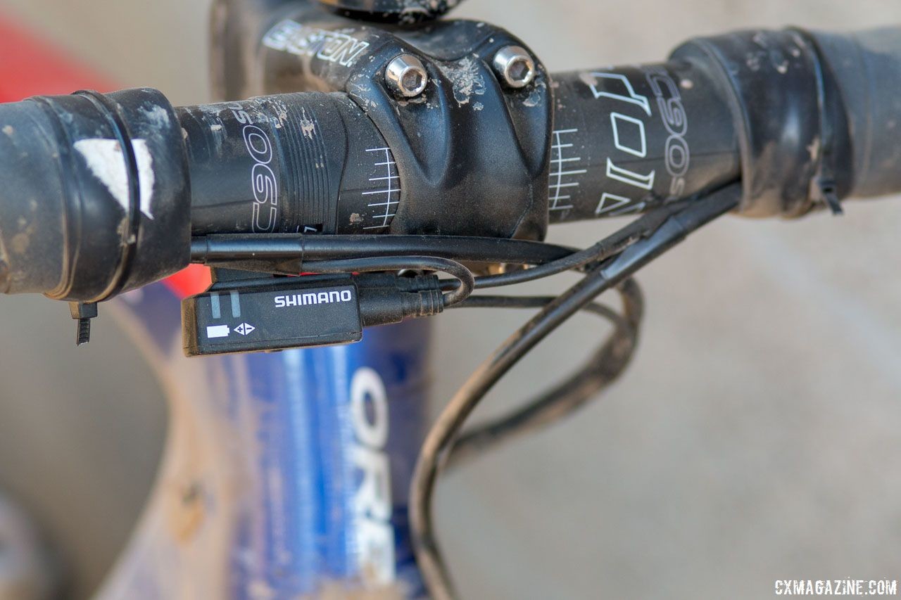 Nash used Easton components for her cockpit, with a EC90SL stem and handlebar. Katerina Nash's carbon Orbea Terra gravel bike. 2018 Lost and Found gravel race. © Cyclocross Magazine