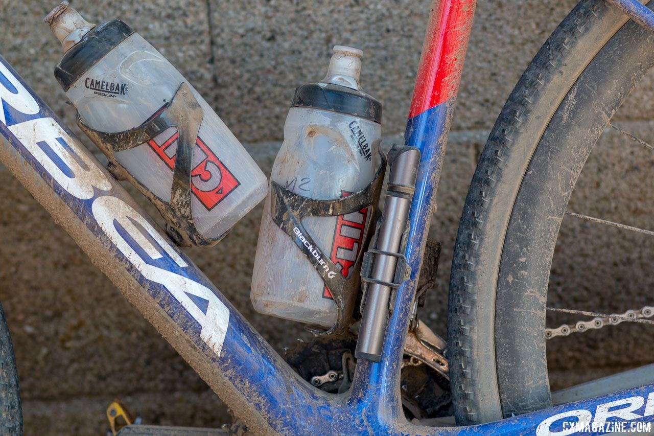 After a few rounds of CO2, Nash limped to the finish with the help of a tiny hand pump. Katerina Nash's carbon Orbea Terra gravel bike. 2018 Lost and Found gravel race. © Cyclocross Magazine