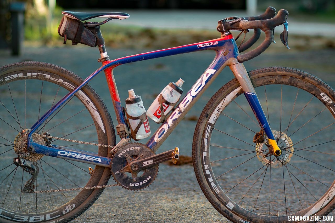 Katerina Nash's carbon Orbea Terra gravel bike. 2018 Lost and Found gravel race. © Cyclocross Magazine
