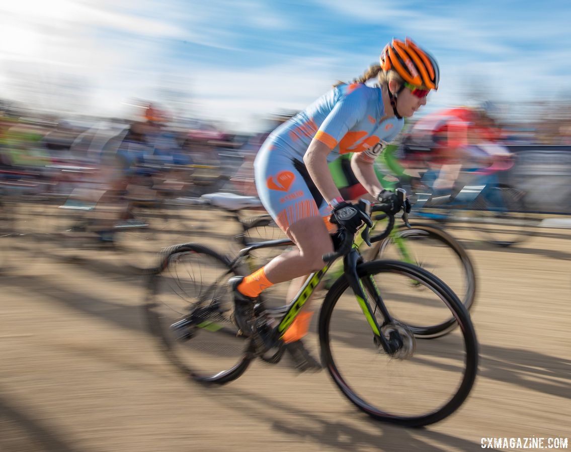 KK Santos raced for the Amy D. Foundation at the 2018 U23 National Championships in Reno. © A. Yee / Cyclocross Magazine