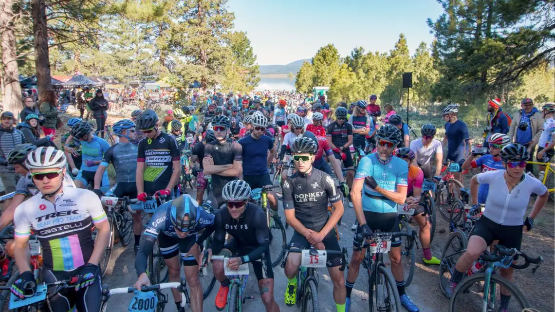 Sandy Floren, Anthony Clark, Carl Decker, Tobin Ortenblad and Olivia Dillon made sure they had an unobstructed view of the starting straight on their way to contest the pro titles. 2018 Lost and Found. © Cyclocross Magazine