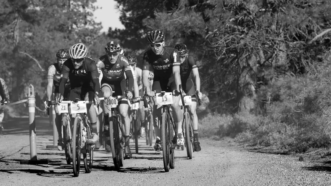 Anthony Clar, Carl Decker and Tobin Ortenblad seized control of the top three positions just seconds after the start at the 2018 Lost and Found. © Cyclocross Magazine