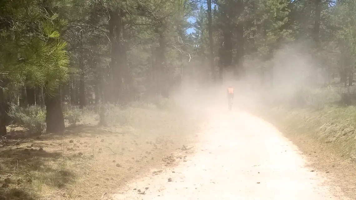 A medic SUV raced down the road at the 2018 Lost and Found gravel ride to assist with the fallen racer.