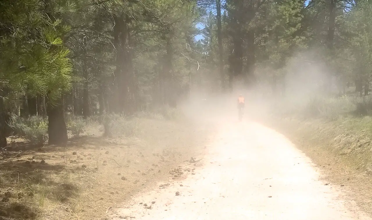 A medic SUV raced down the road at the 2018 Lost and Found gravel ride to assist with the fallen racer.