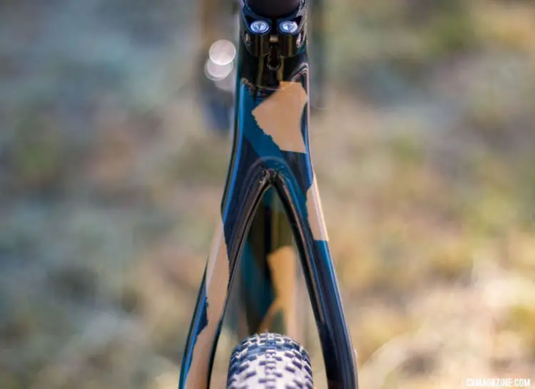 McGovern Cycle's custom carbon cyclocross/gravel bike is constructed with McGovern's custom dropouts, stays and tube-to-tube construction. You can win this 56cm bike via a raffle to benefit the Sierra Buttes Trail Stewardship. © Cyclocross Magazine