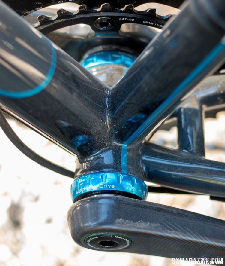 Threaded BB shell on the Mosaic Bespoke Bicycles' titanium GT-1 up for grabs via the Sierra Buttes Trail Stewardship raffle. © Cyclocross Magazine