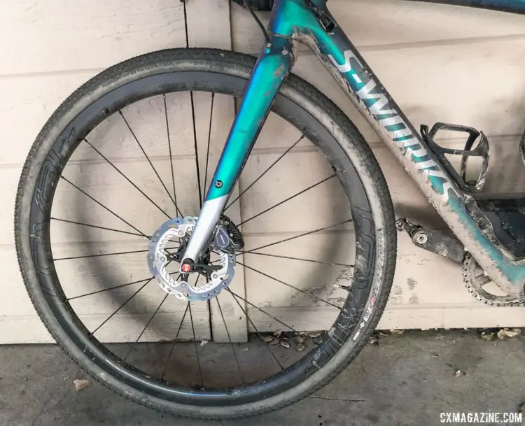 Roval's CLX 32 rims are tubeless ready and feature CenterLock compatible hubs, CeramicSpeed bearings, and DT Swiss internals. Olivia Dillon's 2018 Lost and Found S-Works Diverge. 