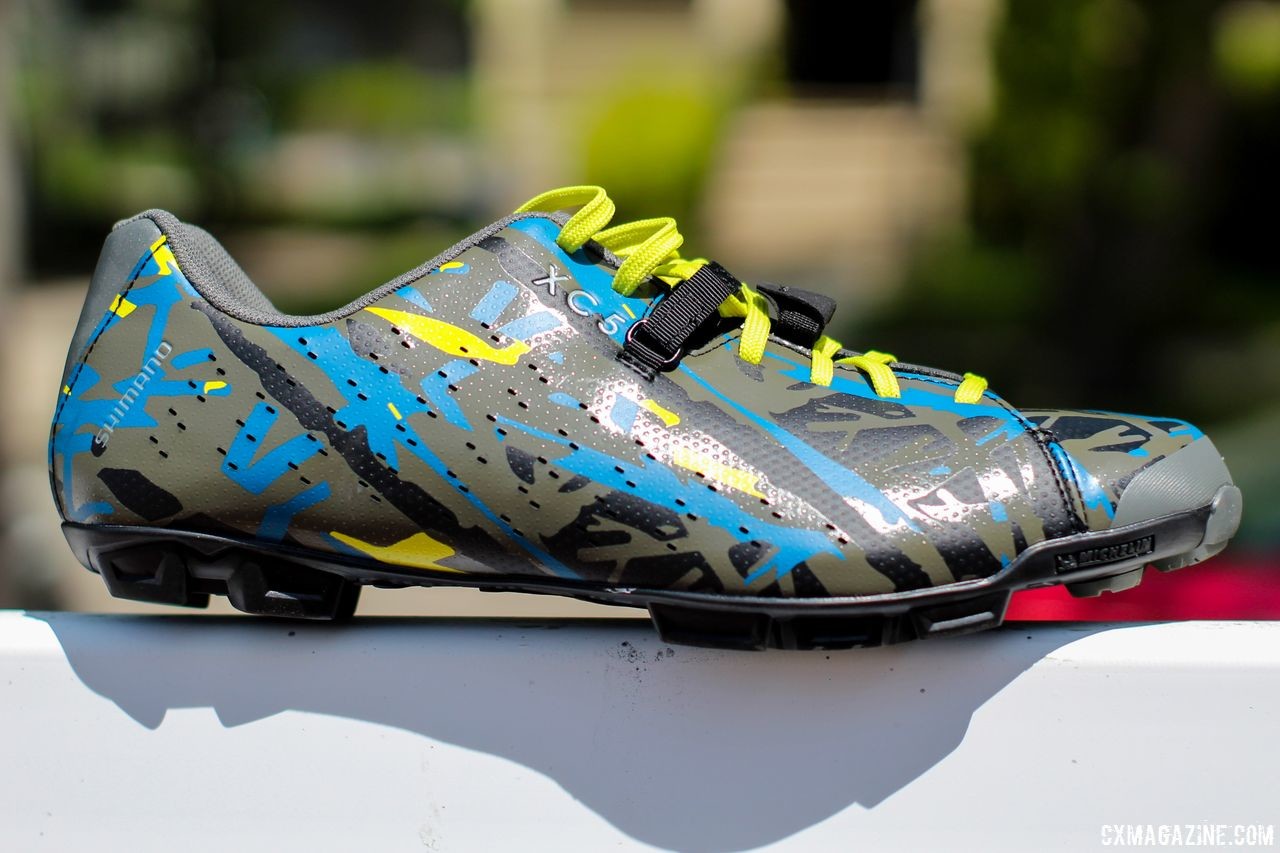 Shimano recently released a special edition blue and yellow model of the XC5 gravel shoe. Shimano's XC5 Gravel Shoe. © Cyclocross Magazine