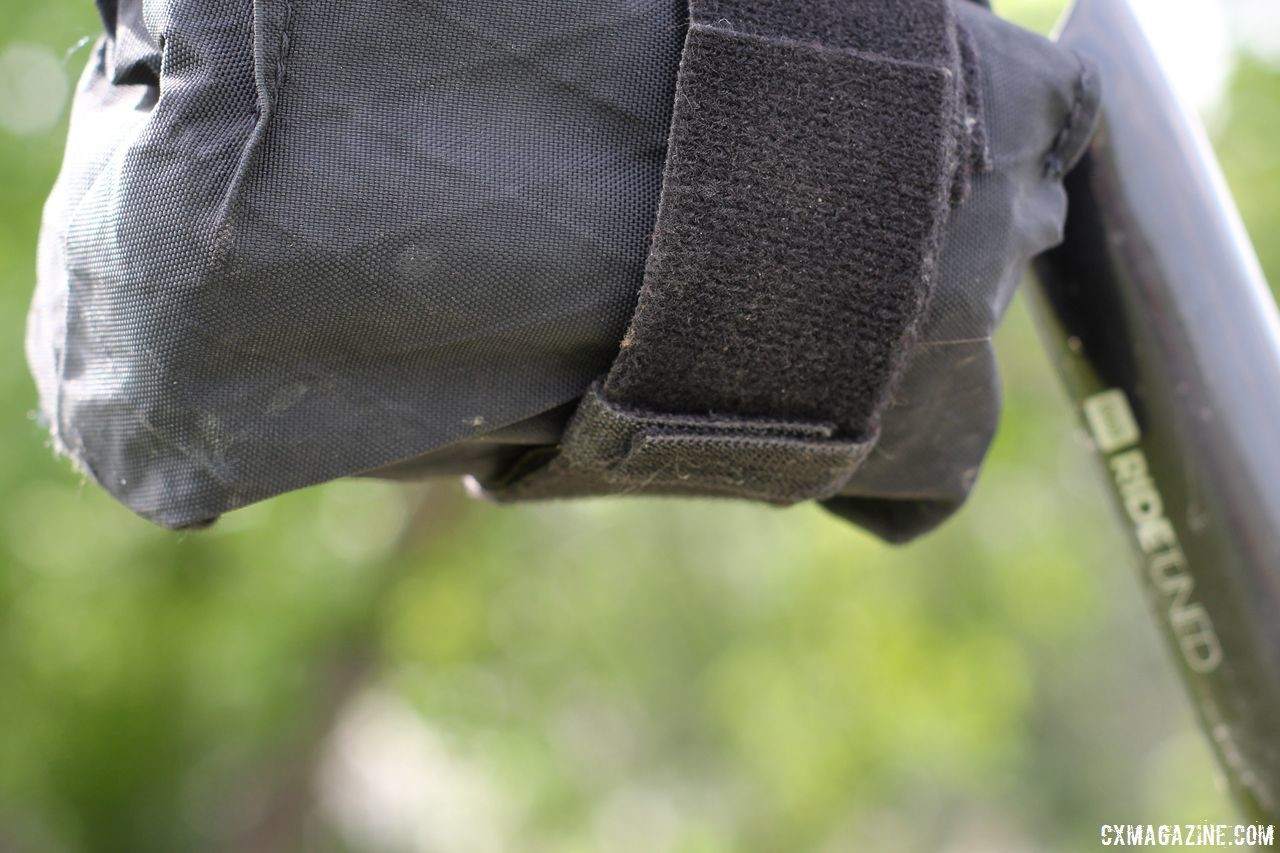 The small velcro tabs help keep the bag secure. Spurcycle Saddle Bag and Multi-Tool. © Cyclocross Magazine